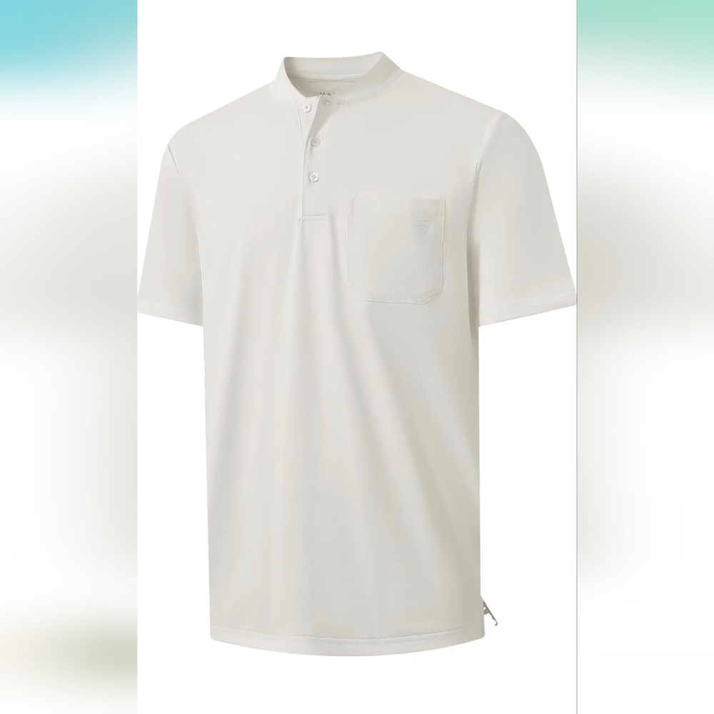 NWT Michel Rouen Cream Short Sleeve Henley Shirt